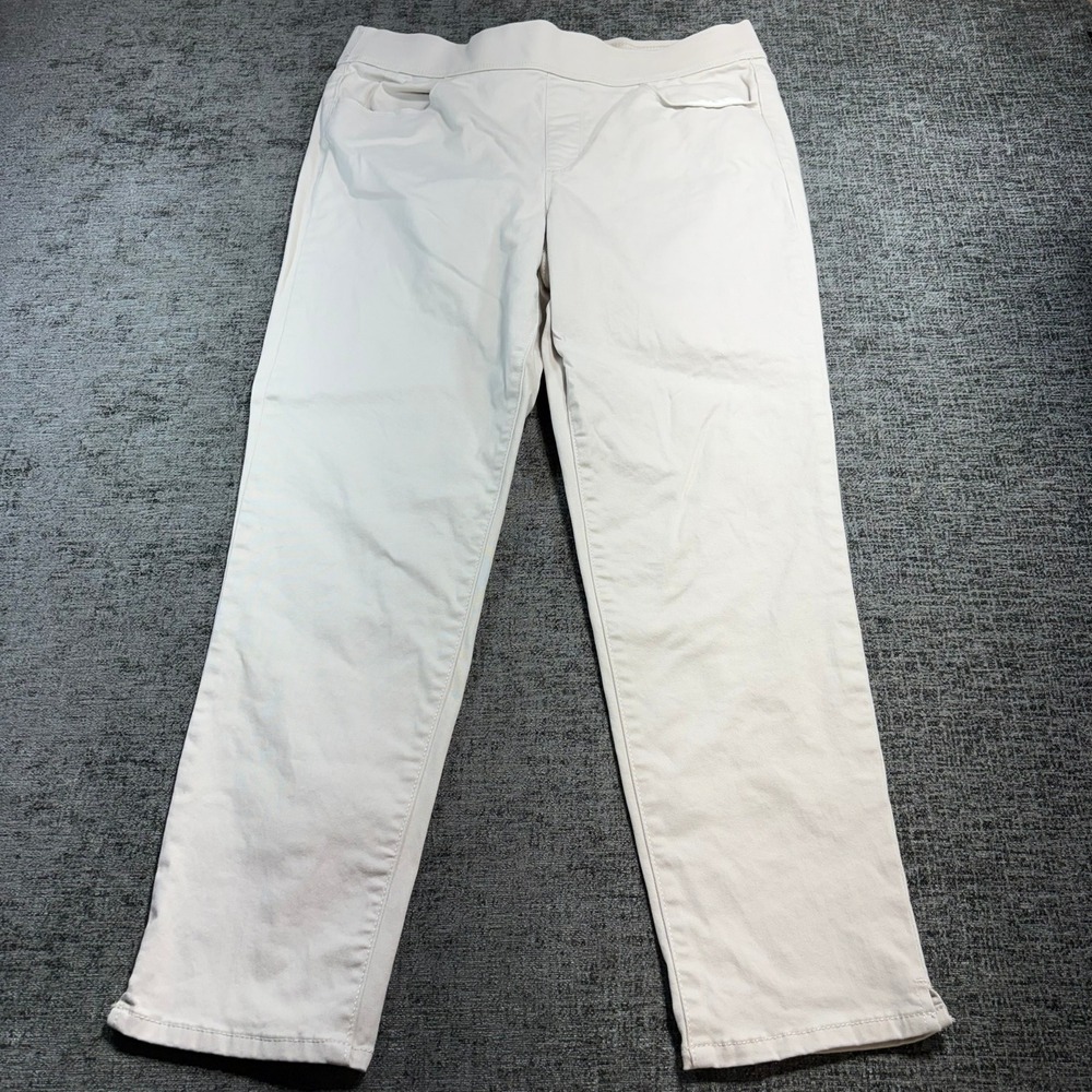 Gloria Vanderbilt Pull On Pants Womens 10 Cream Slimming Effect Stretch 1500